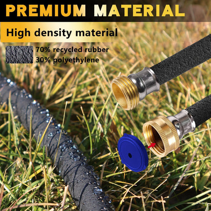 5/8’’ Soaker Hose 25 ft 2 Pack, Heavy Duty Garden Soaker Hoses with Solid Brass Fitting, Rubber Drip Hose for Garden Beds, Vegetable, Lawn, Trees Watering Irrigation （25 ft 2 Pack）