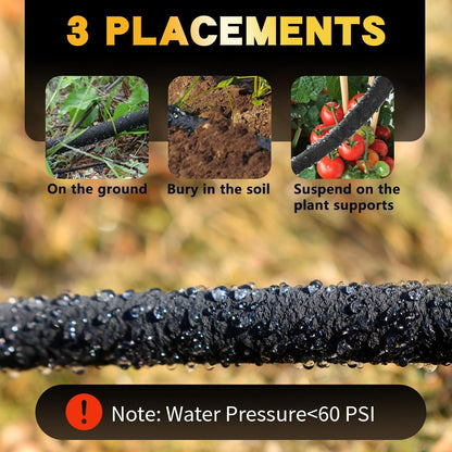 5/8’’ Soaker Hose 25 ft 2 Pack, Heavy Duty Garden Soaker Hoses with Solid Brass Fitting, Rubber Drip Hose for Garden Beds, Vegetable, Lawn, Trees Watering Irrigation （25 ft 2 Pack）