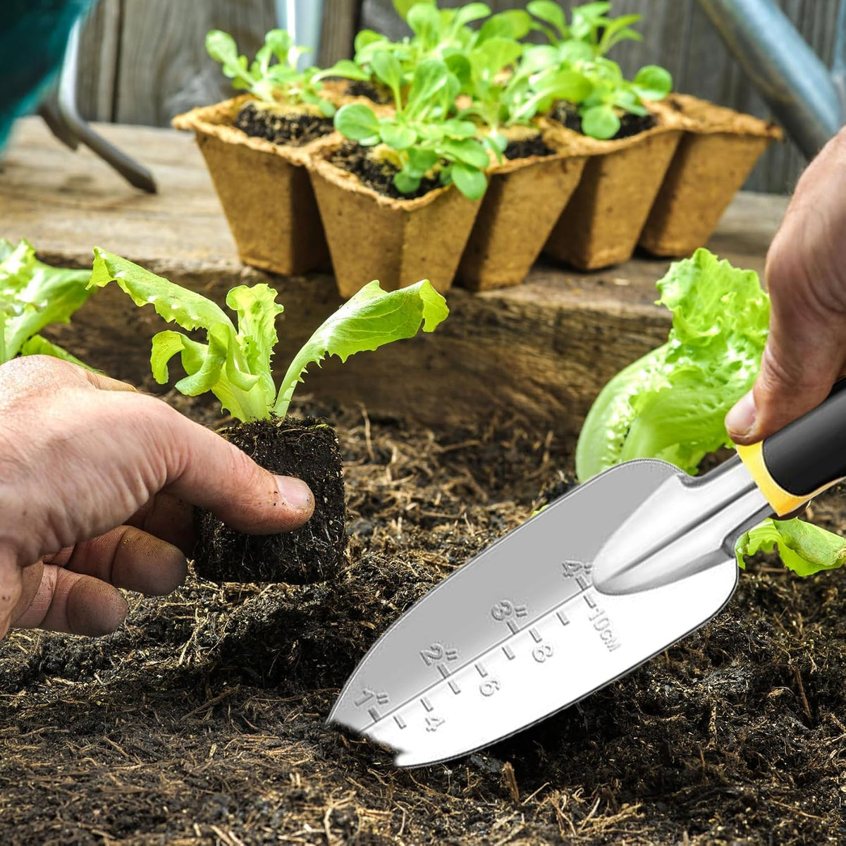 Garden Shovel Trowel Garden Tool with Measurement Mark Aluminum Hand Shovel