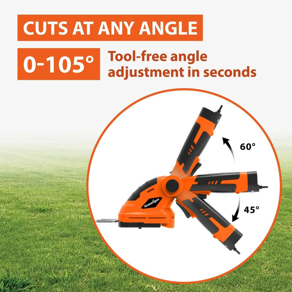 7.2V Hedge Trimmer Cordless, 2 in 1 Grass Shear Handheld, Electric Bush Trimmer, Lightweight Rechargeable Shrub Trimmer for Garden Yard Lawn (Orange)