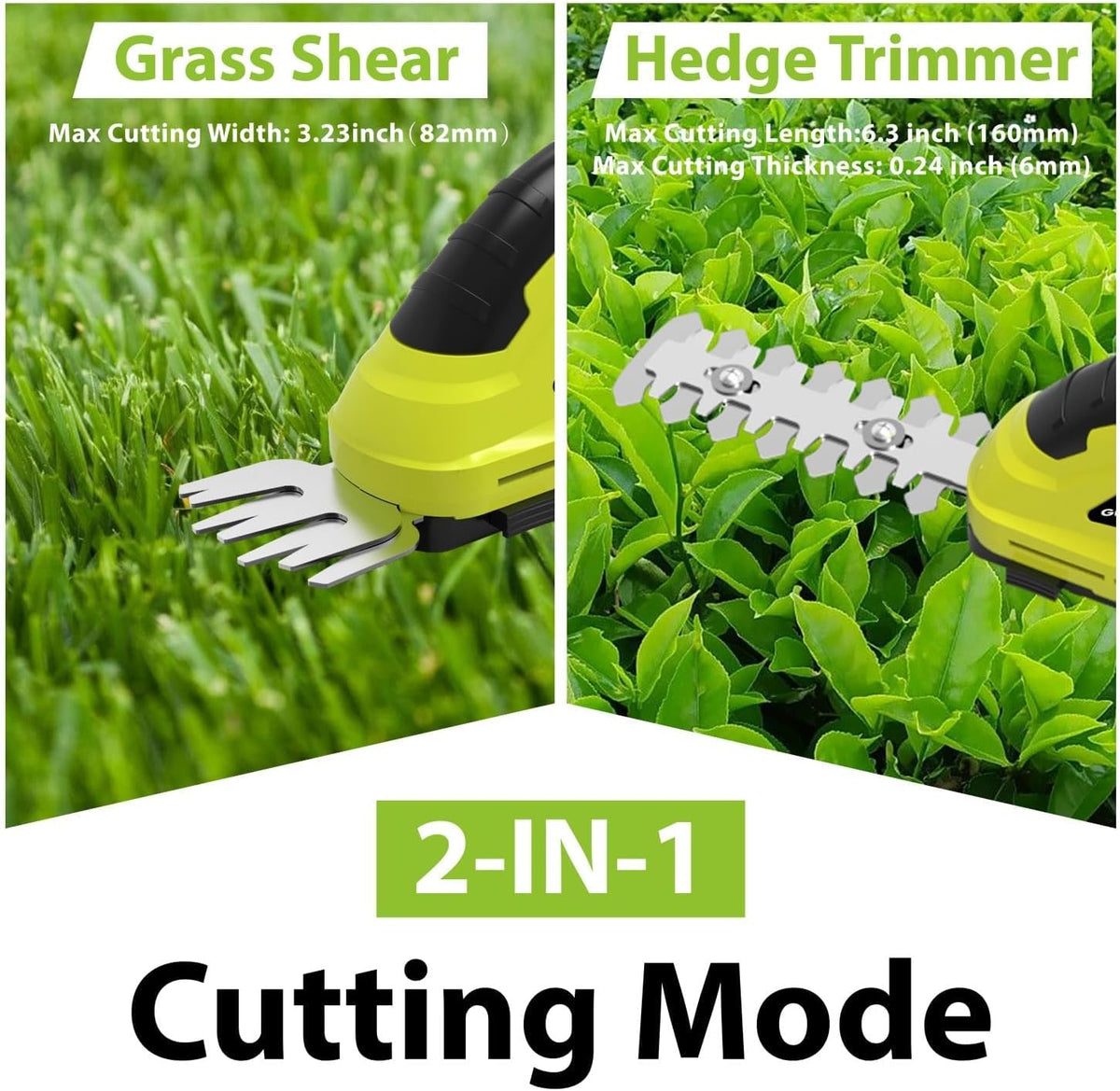 7.2V Hedge Trimmer Cordless, 2 in 1 Grass Shear Handheld, Electric Bush Trimmer, Lightweight Rechargeable Shrub Trimmer for Garden Yard Lawn (Orange)