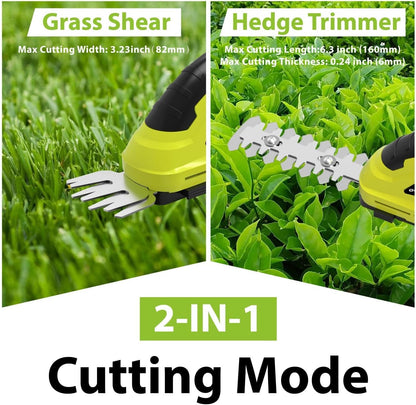 7.2V Hedge Trimmer Cordless, 2 in 1 Grass Shear Handheld, Electric Bush Trimmer, Lightweight Rechargeable Shrub Trimmer for Garden Yard Lawn (Orange)