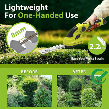 7.2V Hedge Trimmer Cordless, 2 in 1 Grass Shear Handheld, Electric Bush Trimmer, Lightweight Rechargeable Shrub Trimmer for Garden Yard Lawn (Orange)