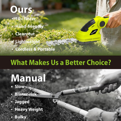7.2V Hedge Trimmer Cordless, 2 in 1 Grass Shear Handheld, Electric Bush Trimmer, Lightweight Rechargeable Shrub Trimmer for Garden Yard Lawn (Orange)