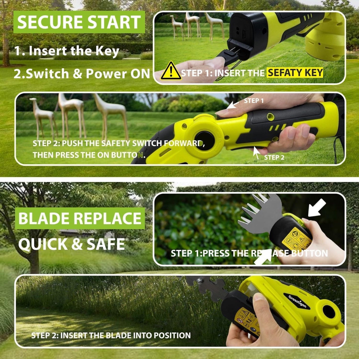 7.2V Hedge Trimmer Cordless, 2 in 1 Grass Shear Handheld, Electric Bush Trimmer, Lightweight Rechargeable Shrub Trimmer for Garden Yard Lawn (Orange)