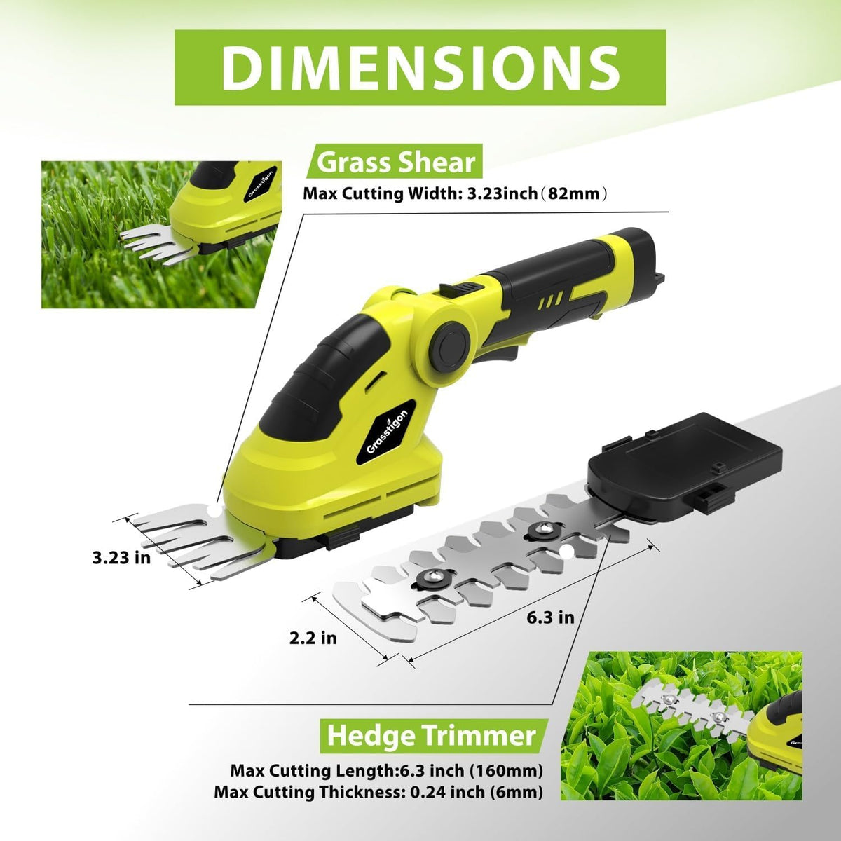 7.2V Hedge Trimmer Cordless, 2 in 1 Grass Shear Handheld, Electric Bush Trimmer, Lightweight Rechargeable Shrub Trimmer for Garden Yard Lawn (Orange)