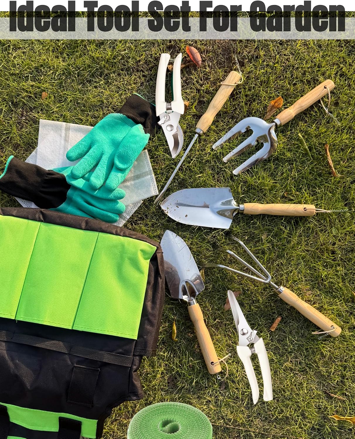 Garden Tools Set, Stainless Steel Gardening Supplies Kit, Gardening Kit, Garden Hand Tools with Fashion and Durable Storage Bag, Planting Tools, Ideal Gifts for Women & Men (10 Pieces)