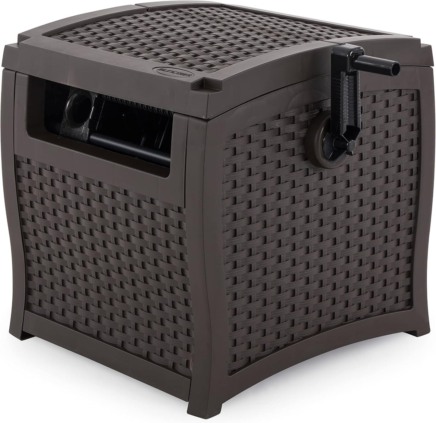 Hose Reel with Smart Trak Hose Guide, Water-Tight Connection, Durable Resin Construction, 225' Hose Capacity, Brown, Made in the USA