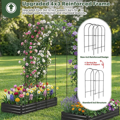 Galvanized Raised Garden Bed with Trellis, 6×3×1 FT 2 Pack Outdoor Garden Bed, Upgraded 4×3 Support, Brown