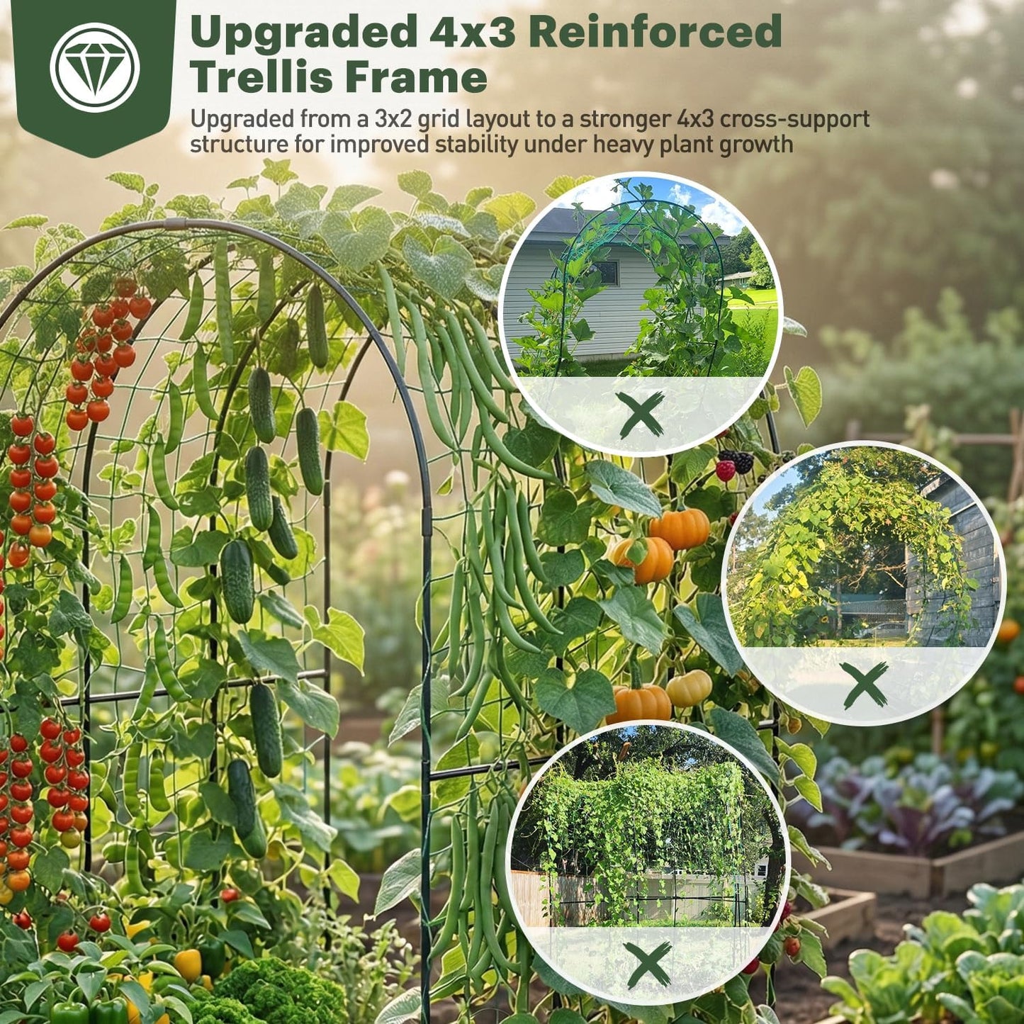 Galvanized Raised Garden Bed with Trellis, 6×3×1 FT 2 Pack Outdoor Garden Bed, Upgraded 4×3 Support, Brown