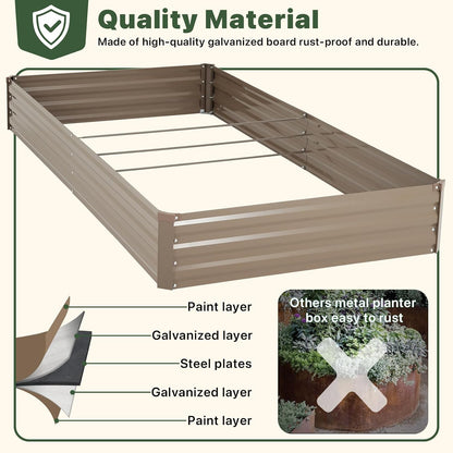Galvanized Raised Garden Bed with Trellis, 6×3×1 FT 2 Pack Outdoor Garden Bed, Upgraded 4×3 Support, Brown