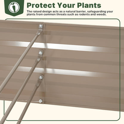 Galvanized Raised Garden Bed with Trellis, 6×3×1 FT 2 Pack Outdoor Garden Bed, Upgraded 4×3 Support, Brown