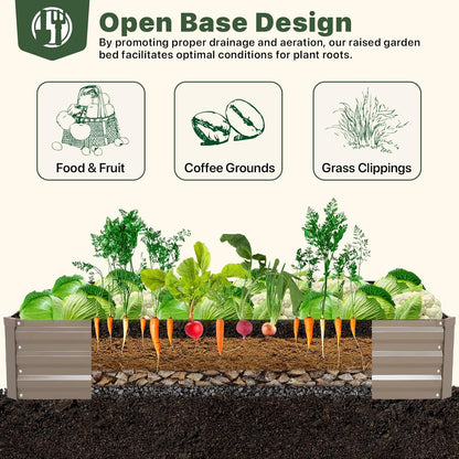 Galvanized Raised Garden Bed with Trellis, 6×3×1 FT 2 Pack Outdoor Garden Bed, Upgraded 4×3 Support, Brown