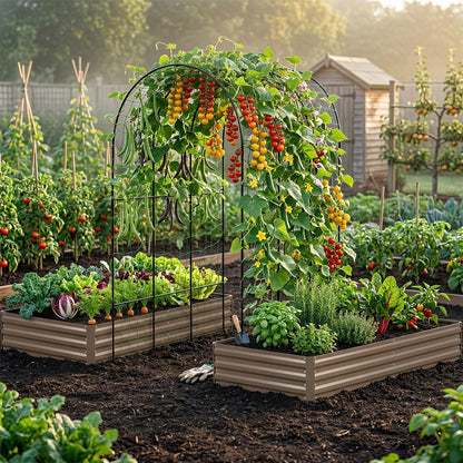 Galvanized Raised Garden Bed with Trellis, 6×3×1 FT 2 Pack Outdoor Garden Bed, Upgraded 4×3 Support, Brown