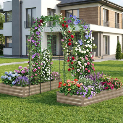 Galvanized Raised Garden Bed with Trellis, 6×3×1 FT 2 Pack Outdoor Garden Bed, Upgraded 4×3 Support, Brown