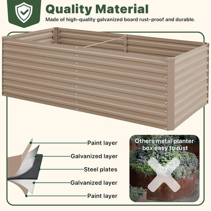 Galvanized Raised Garden Bed with Trellis, 6×3×1 FT 2 Pack Outdoor Garden Bed, Upgraded 4×3 Support, Brown