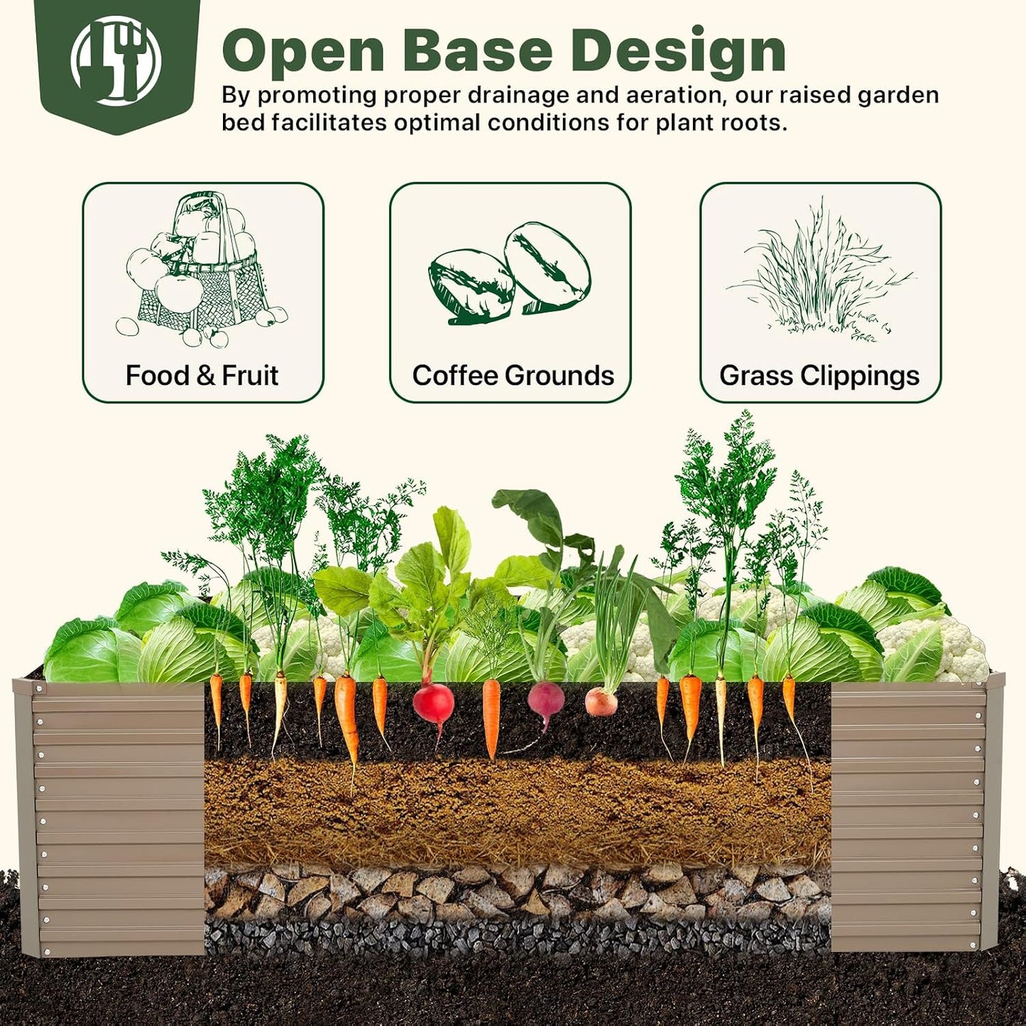 Galvanized Raised Garden Bed with Trellis, 6×3×1 FT 2 Pack Outdoor Garden Bed, Upgraded 4×3 Support, Brown
