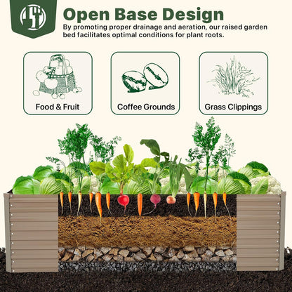 Galvanized Raised Garden Bed with Trellis, 6×3×1 FT 2 Pack Outdoor Garden Bed, Upgraded 4×3 Support, Brown