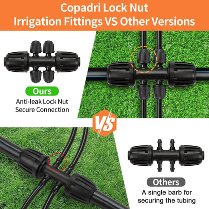 19 Pieces 1/2 Inch Drip Irrigation Fittings Kit, 1/2'' Drip Line Barbed Fittings for 1/2 Inch Irrigation Tubing (1/2" ID x 0.650" OD) Anti-Leak Lock Nut Connectors for Garden Drip System