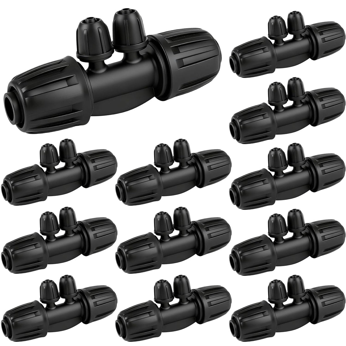 19 Pieces 1/2 Inch Drip Irrigation Fittings Kit, 1/2'' Drip Line Barbed Fittings for 1/2 Inch Irrigation Tubing (1/2" ID x 0.650" OD) Anti-Leak Lock Nut Connectors for Garden Drip System