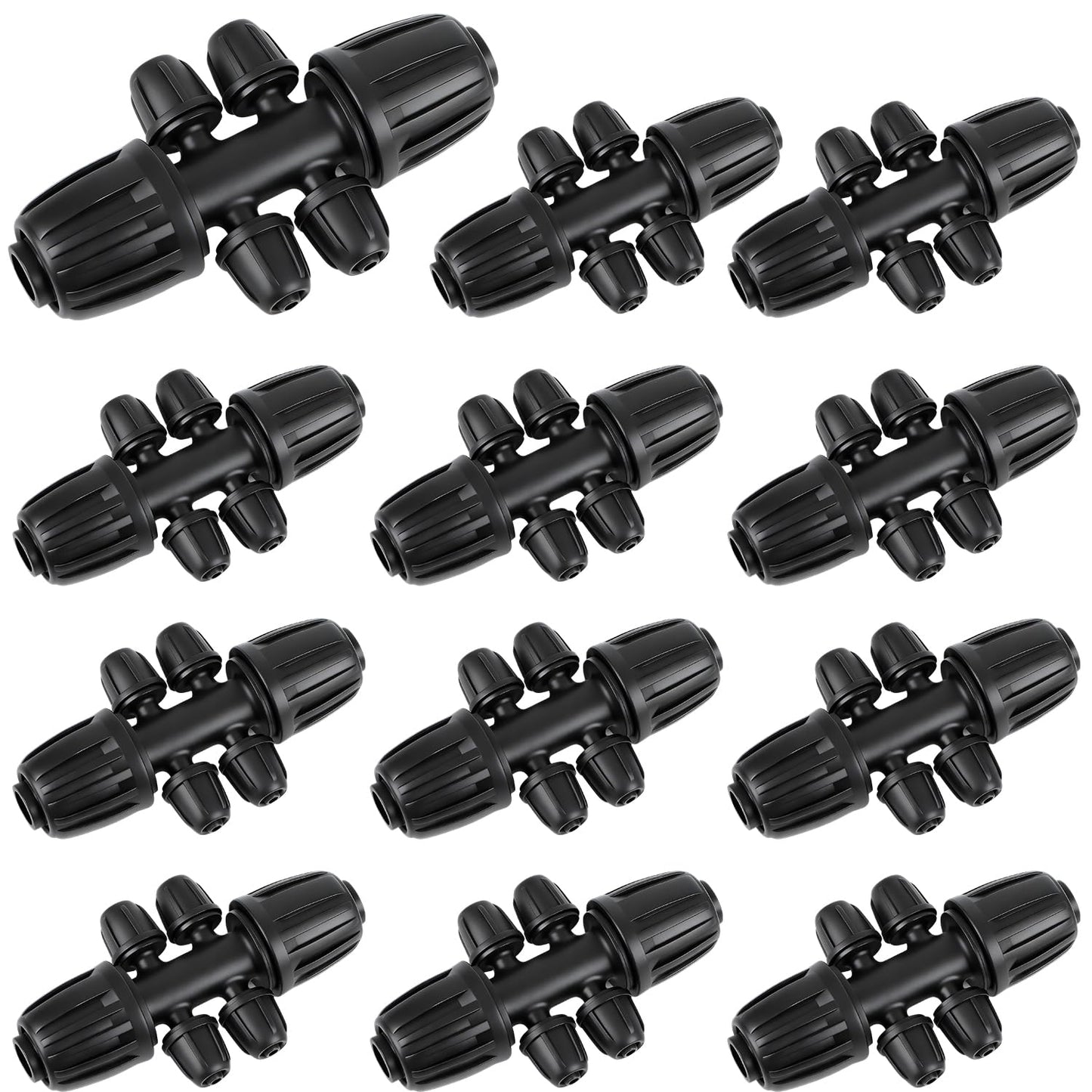 19 Pieces 1/2 Inch Drip Irrigation Fittings Kit, 1/2'' Drip Line Barbed Fittings for 1/2 Inch Irrigation Tubing (1/2" ID x 0.650" OD) Anti-Leak Lock Nut Connectors for Garden Drip System