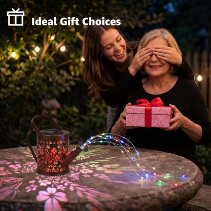 Solar Garden Decor Lights, IP44 Waterproof Metal Butterfly Solar Watering Can Lights Outdoor Decor for Yard Pathway Patio Lawn, Gifts for Women Mom Grandma Birthday