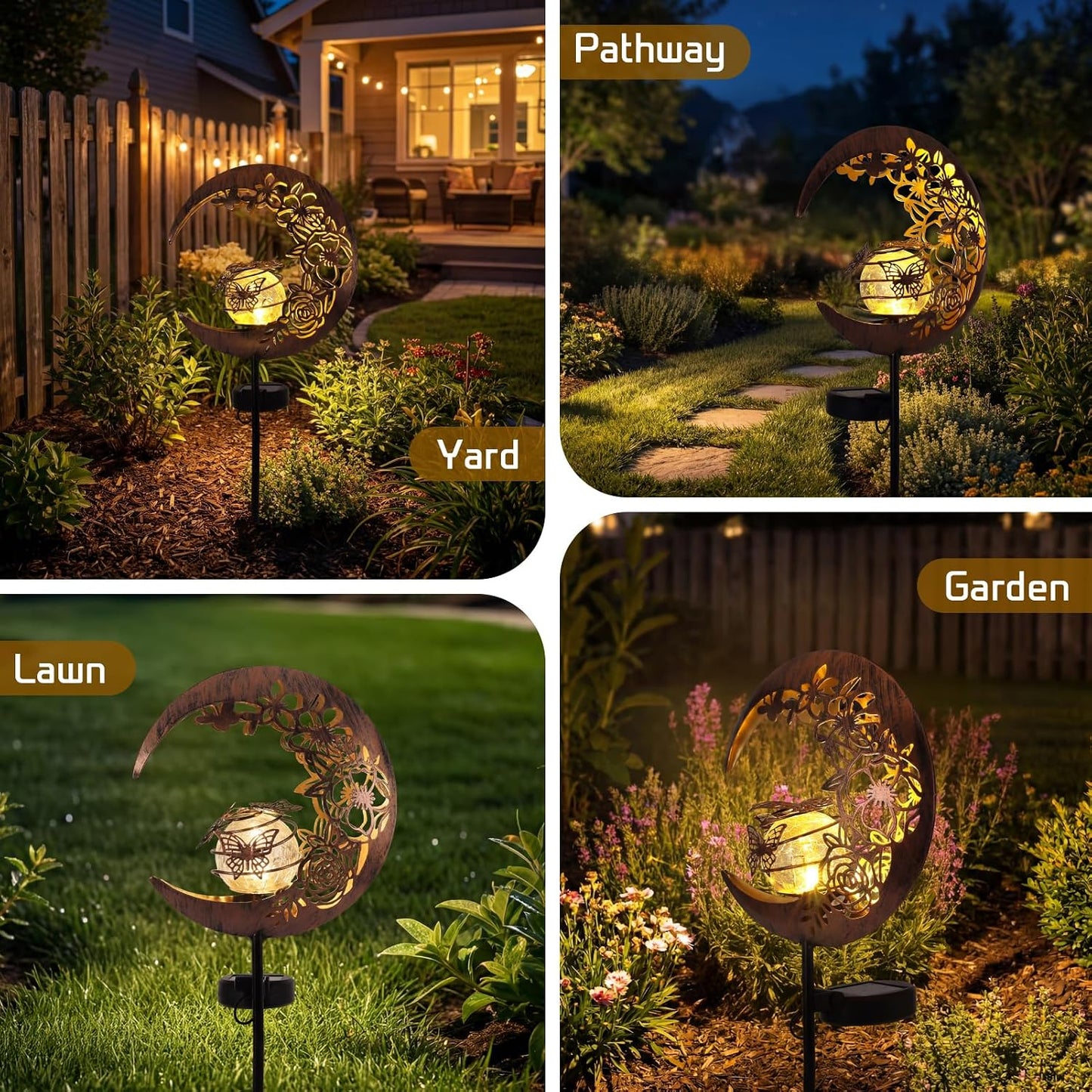 Solar Garden Decor Lights, IP44 Waterproof Metal Butterfly Solar Watering Can Lights Outdoor Decor for Yard Pathway Patio Lawn, Gifts for Women Mom Grandma Birthday