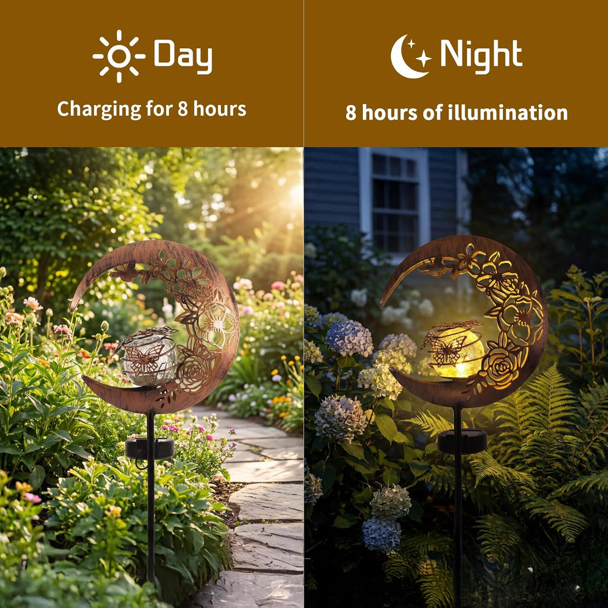 Solar Garden Decor Lights, IP44 Waterproof Metal Butterfly Solar Watering Can Lights Outdoor Decor for Yard Pathway Patio Lawn, Gifts for Women Mom Grandma Birthday