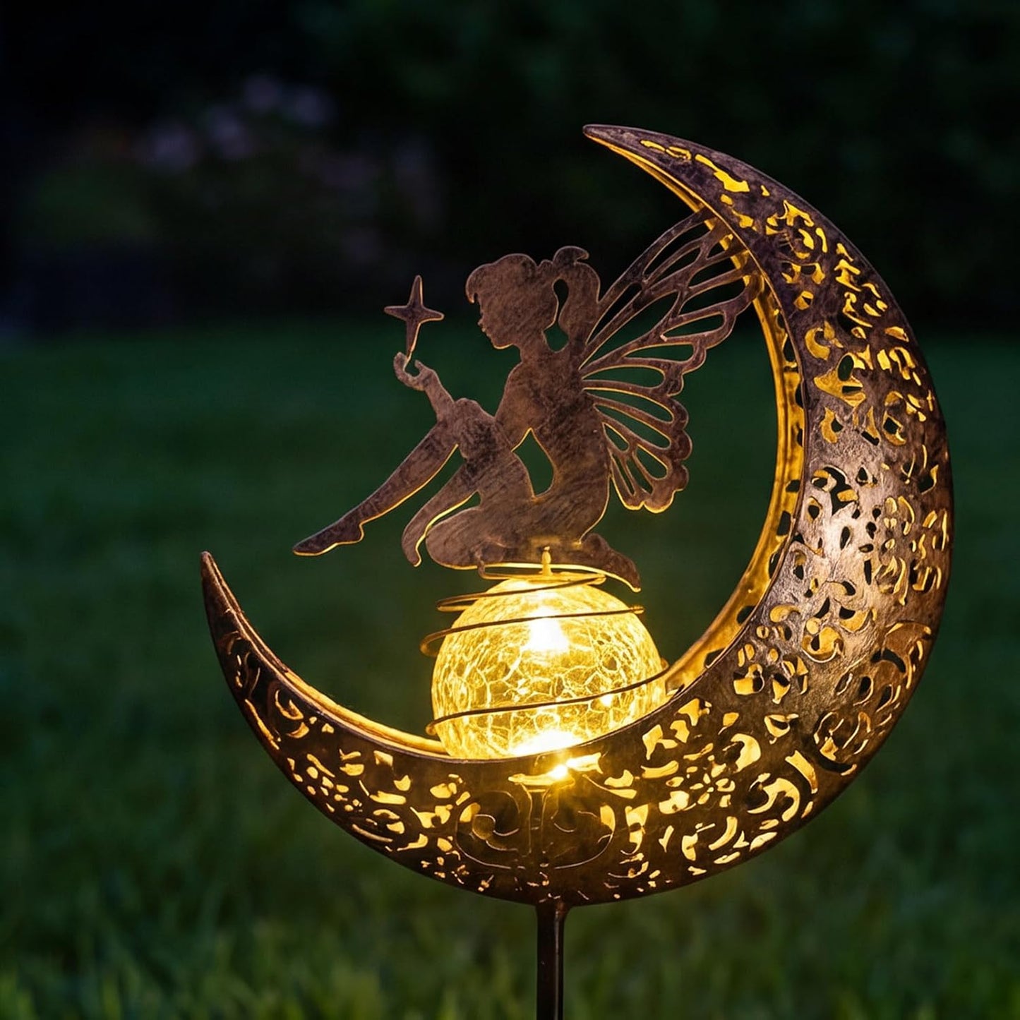 Solar Garden Decor Lights, IP44 Waterproof Metal Butterfly Solar Watering Can Lights Outdoor Decor for Yard Pathway Patio Lawn, Gifts for Women Mom Grandma Birthday