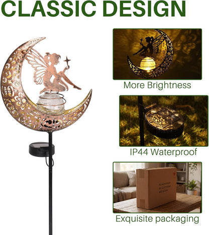 Solar Garden Decor Lights, IP44 Waterproof Metal Butterfly Solar Watering Can Lights Outdoor Decor for Yard Pathway Patio Lawn, Gifts for Women Mom Grandma Birthday