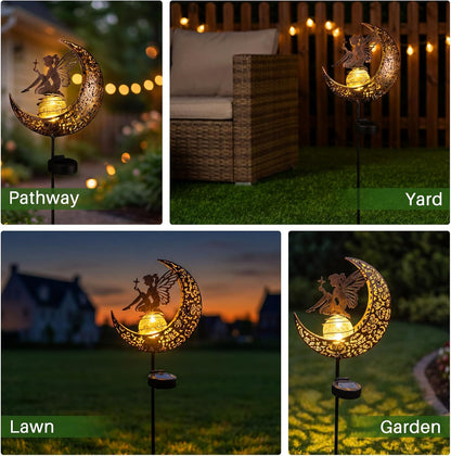 Solar Garden Decor Lights, IP44 Waterproof Metal Butterfly Solar Watering Can Lights Outdoor Decor for Yard Pathway Patio Lawn, Gifts for Women Mom Grandma Birthday