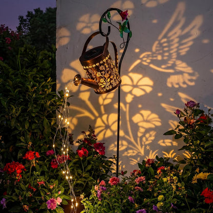 Solar Garden Decor Lights, IP44 Waterproof Metal Butterfly Solar Watering Can Lights Outdoor Decor for Yard Pathway Patio Lawn, Gifts for Women Mom Grandma Birthday