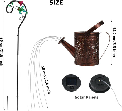 Solar Garden Decor Lights, IP44 Waterproof Metal Butterfly Solar Watering Can Lights Outdoor Decor for Yard Pathway Patio Lawn, Gifts for Women Mom Grandma Birthday