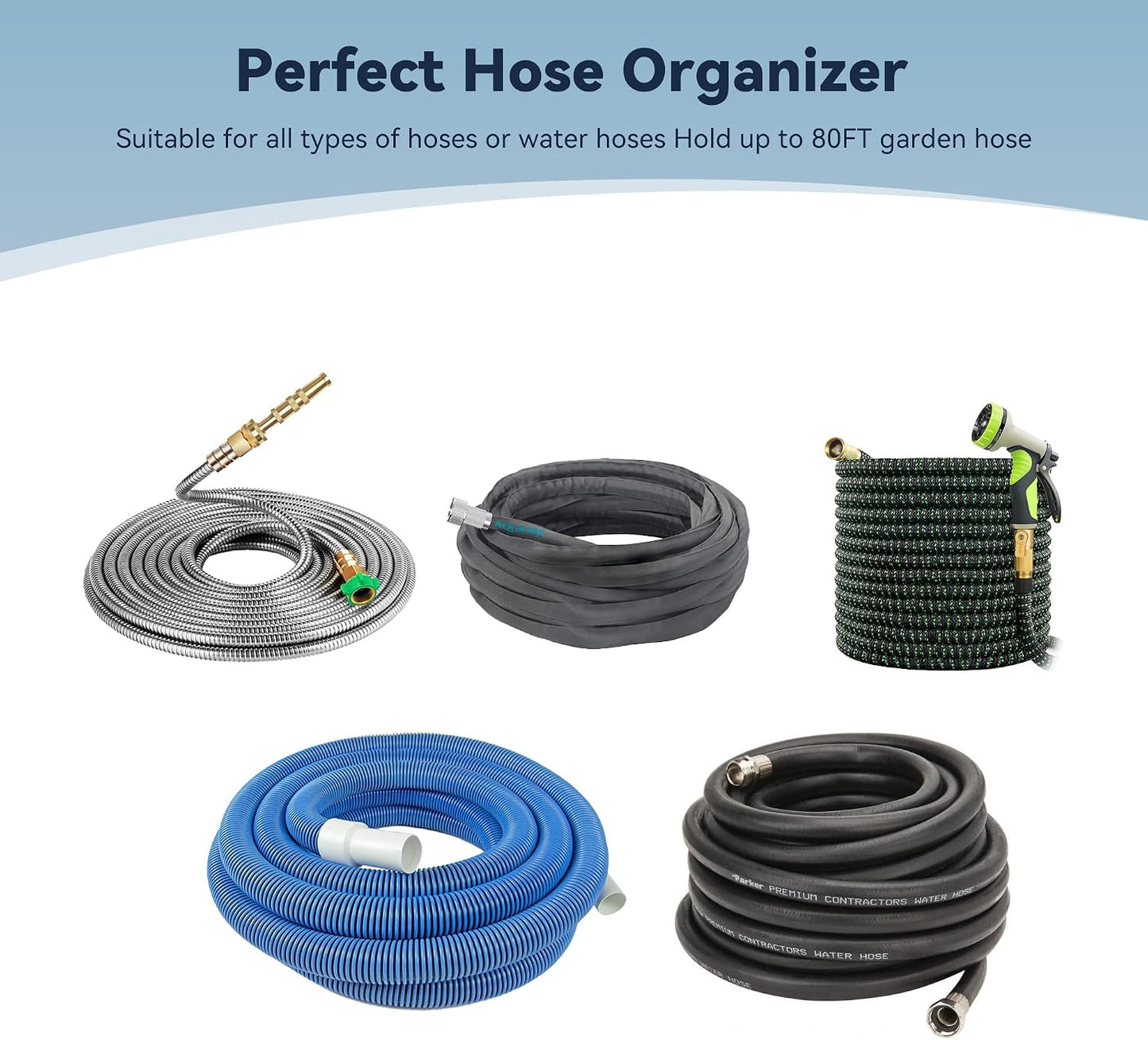 Heavy Duty Garden Hose Holder for Fence, Fits 0.75"-1.25" Railings