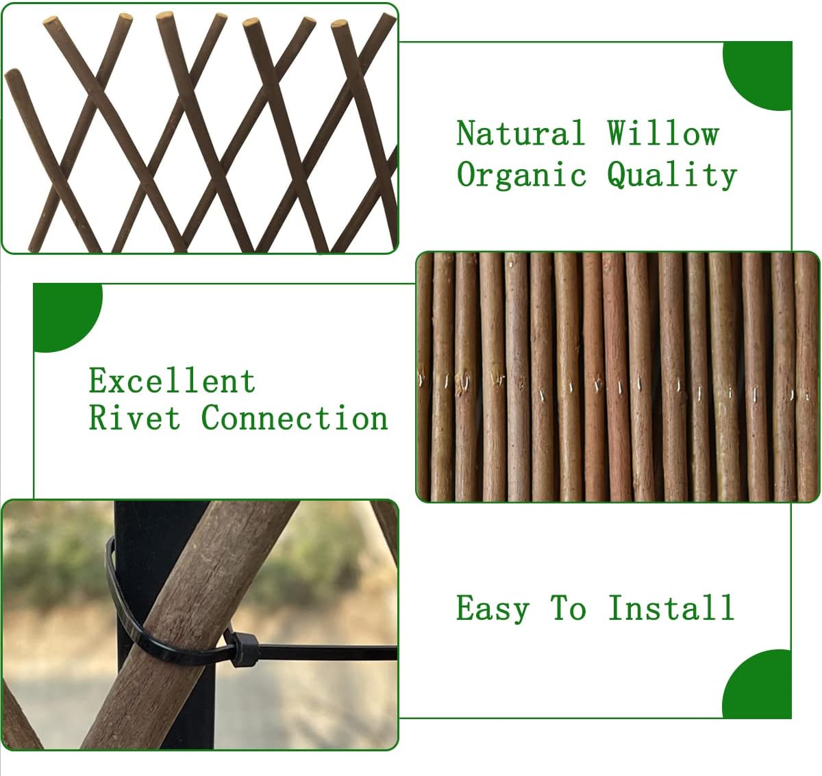 Expandable Willow Lattice Fence Panel Plant Support Garden Trellis for Climbing Vine Ivy Rose Cucumbers Clematis Outdoors Garden Yard, 36X92 Inch(1PC)