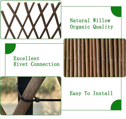 Expandable Willow Lattice Fence Panel Plant Support Garden Trellis for Climbing Vine Ivy Rose Cucumbers Clematis Outdoors Garden Yard, 36X92 Inch(1PC)