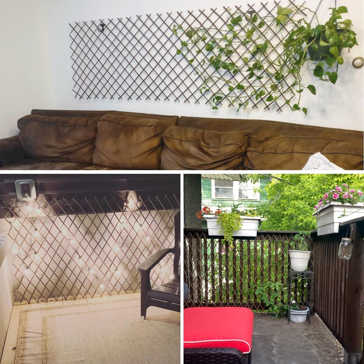 Expandable Willow Lattice Fence Panel Plant Support Garden Trellis for Climbing Vine Ivy Rose Cucumbers Clematis Outdoors Garden Yard, 36X92 Inch(1PC)