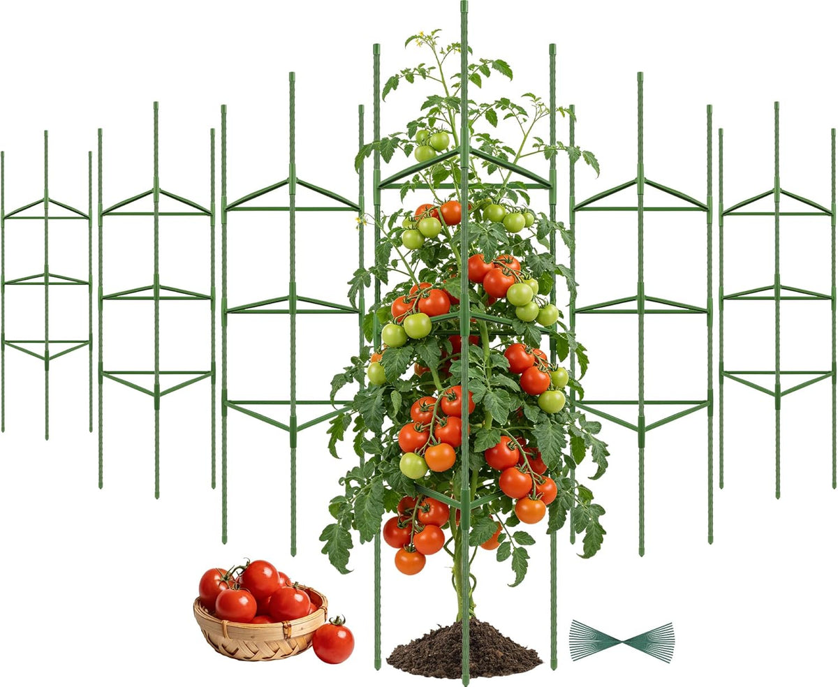 6 Pack 48 Inch Tomato Cages for Garden Plant Supports