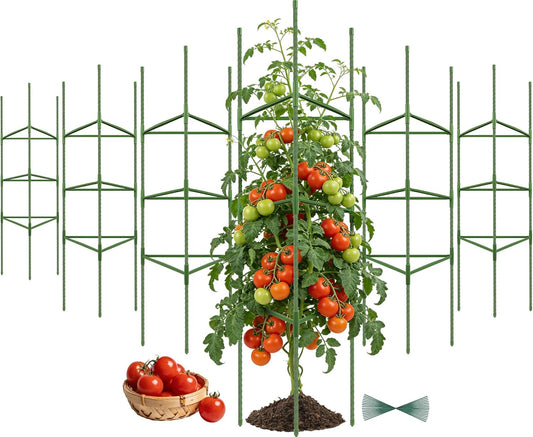 6 Pack 48 Inch Tomato Cages for Garden Plant Supports