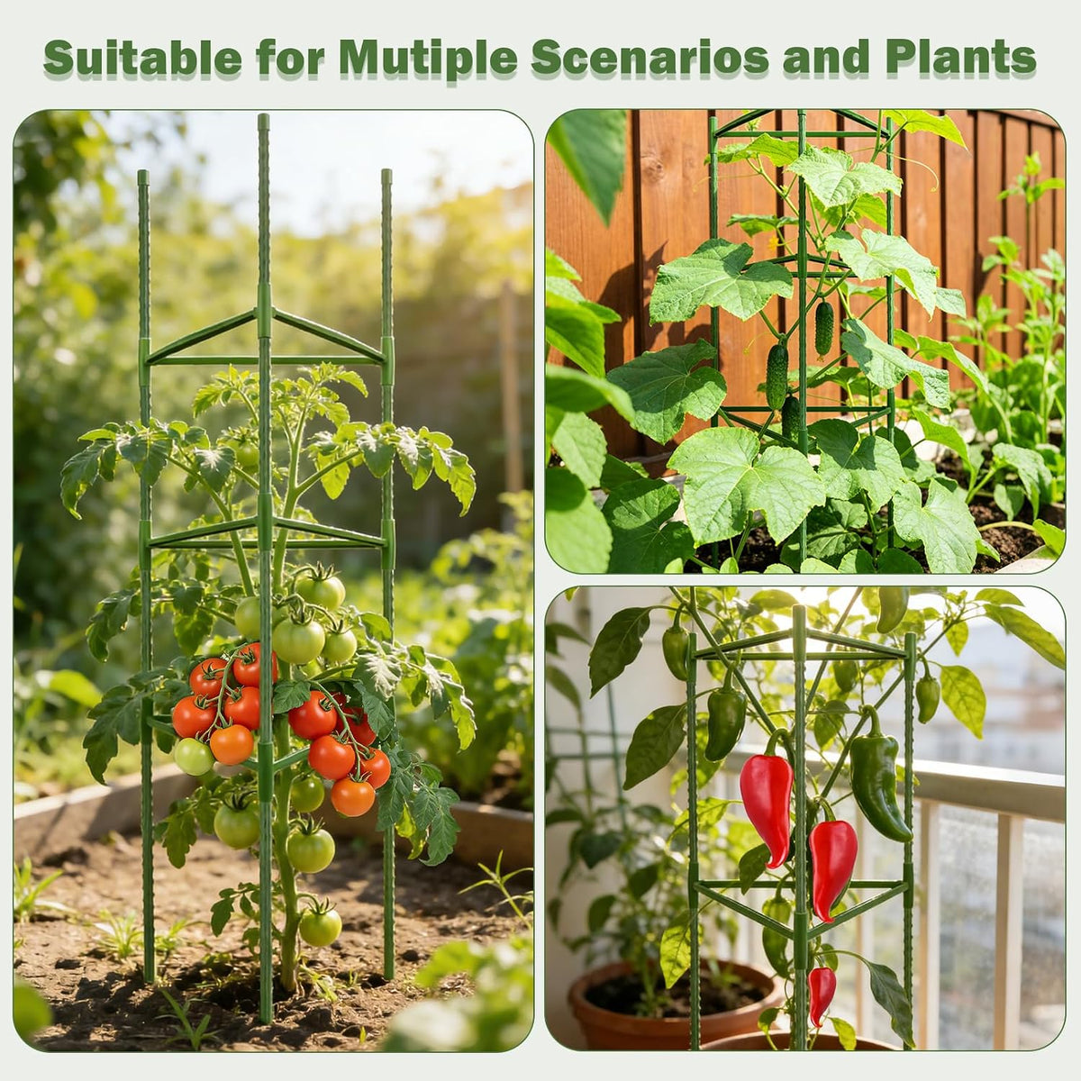 6 Pack 48 Inch Tomato Cages for Garden Plant Supports