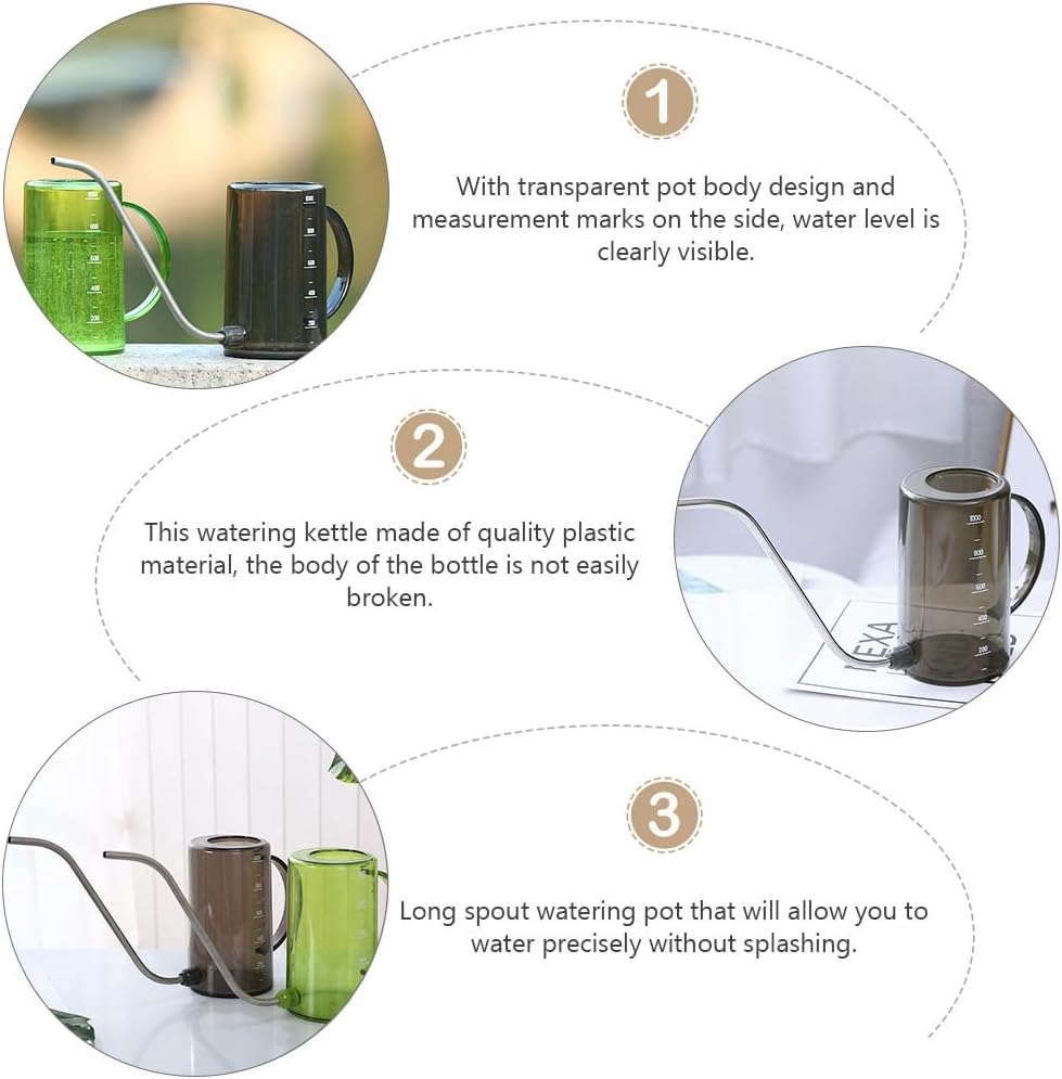 Totority Transparent Watering can with Scale Long Spout Watering can for Indoor Houseplants Succulents and High Plants Precision Watering Tool 14.56 X 6.69 X 3.93 in