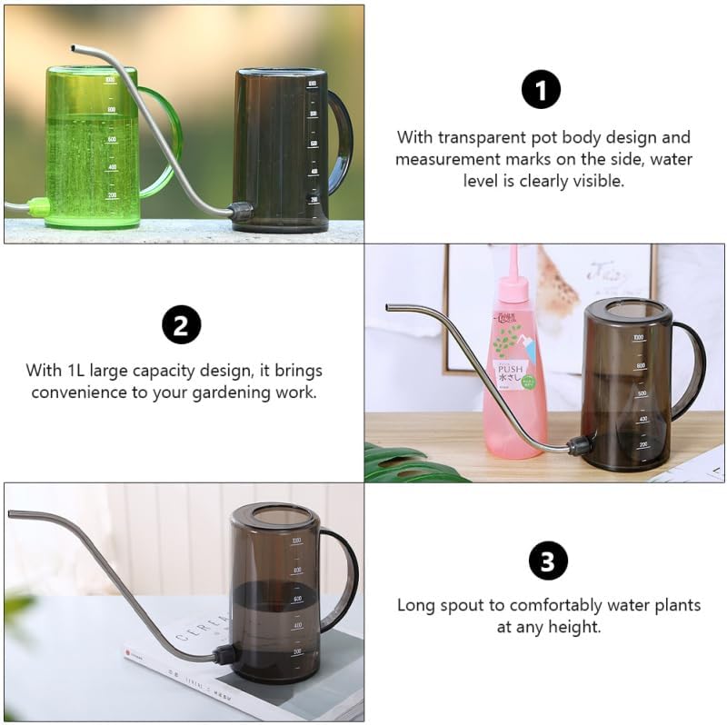 Totority Transparent Watering can with Scale Long Spout Watering can for Indoor Houseplants Succulents and High Plants Precision Watering Tool 14.56 X 6.69 X 3.93 in