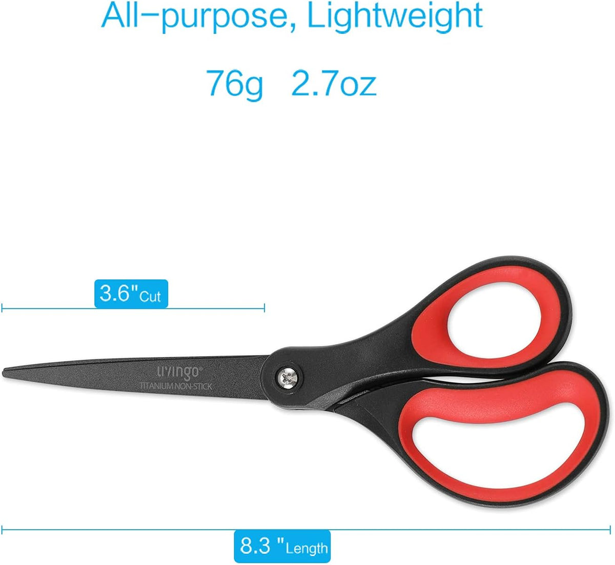 Scissors All Purpose Heavy Duty 8" Office Titanium Non Stick 2 Pack