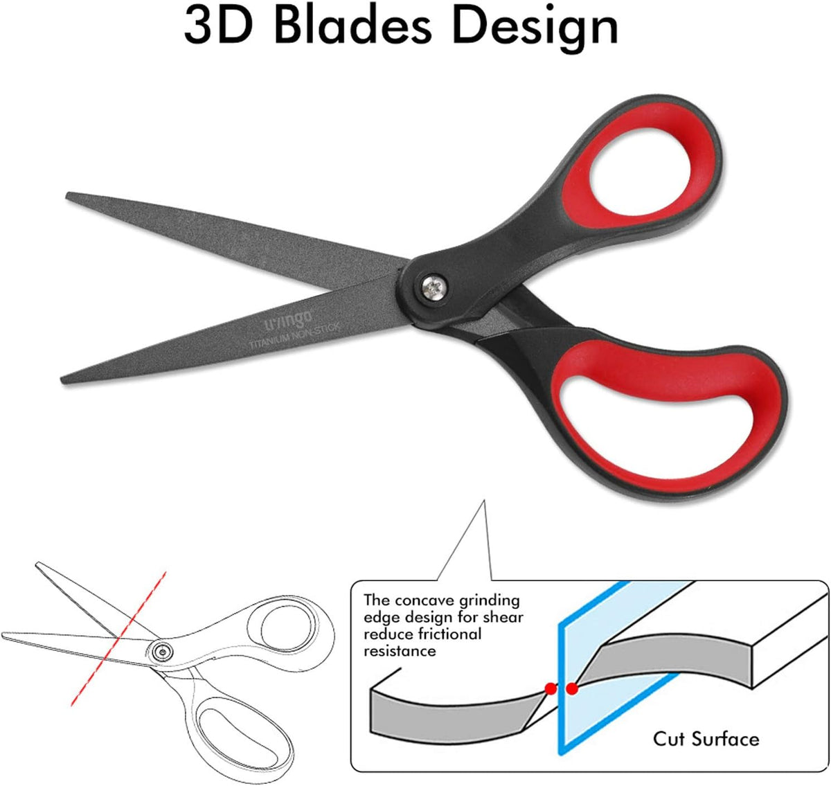 Scissors All Purpose Heavy Duty 8" Office Titanium Non Stick 2 Pack