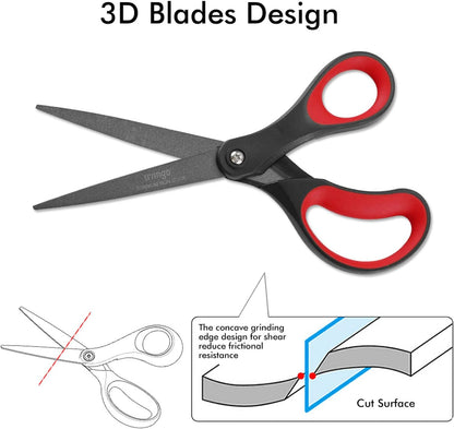 Scissors All Purpose Heavy Duty 8" Office Titanium Non Stick 2 Pack
