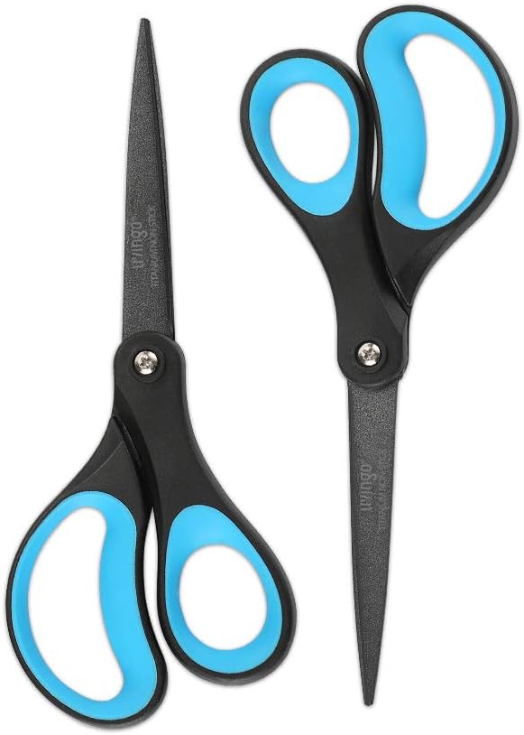 Scissors All Purpose Heavy Duty 8" Office Titanium Non Stick 2 Pack