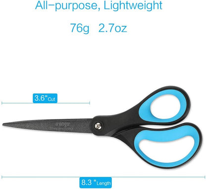 Scissors All Purpose Heavy Duty 8" Office Titanium Non Stick 2 Pack