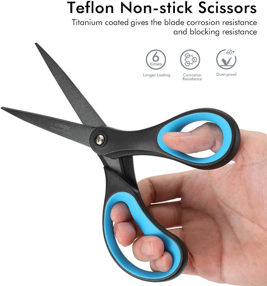 Scissors All Purpose Heavy Duty 8" Office Titanium Non Stick 2 Pack