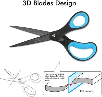 Scissors All Purpose Heavy Duty 8" Office Titanium Non Stick 2 Pack