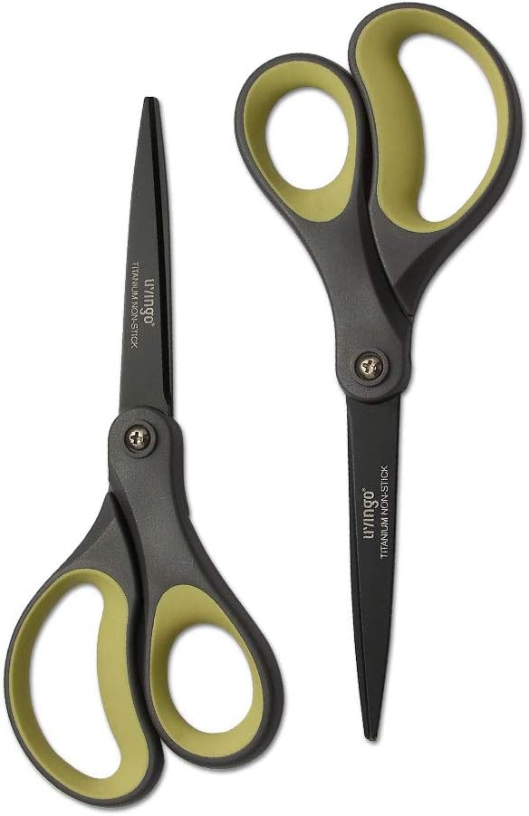 Scissors All Purpose Heavy Duty 8" Office Titanium Non Stick 2 Pack